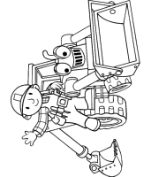 A coloring page of bob the builder
